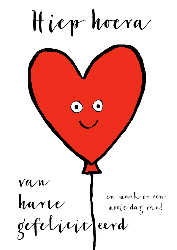 Felicitatie kaart verjaardag hart ballon - Verjaardagskaarten Verjaardagskaarten - Felicitatie kaart verjaardag hart ballon