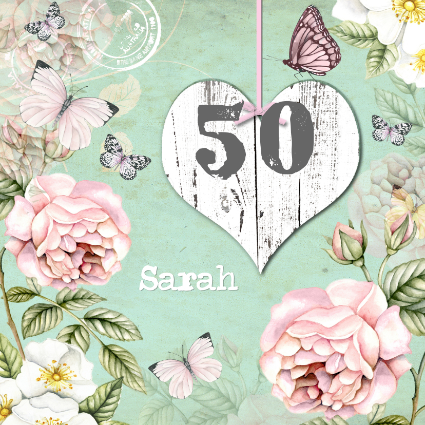 felicitatie voor Sarah vintage rozen - Verjaardagskaarten Verjaardagskaarten - felicitatie voor Sarah vintage rozen