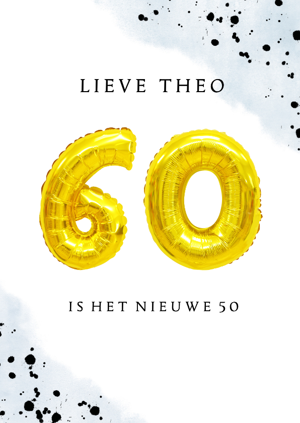 Felicitatiekaart 60ste verjaardag man met cijferballonnen - Verjaardagskaarten Verjaardagskaarten - Felicitatiekaart 60ste verjaardag man met cijferballonnen