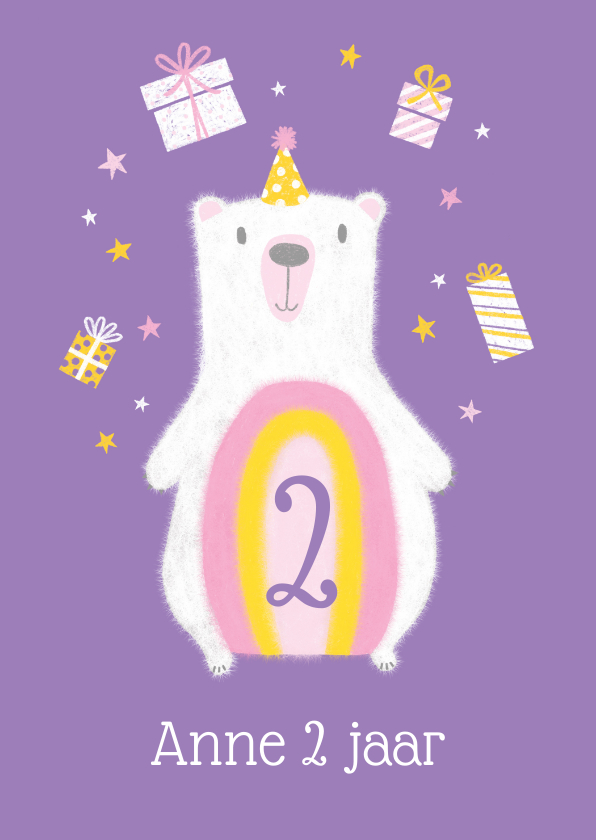 Verjaardagskaarten - Felicitatiekaart ijsbeer kadootjes verjaardag