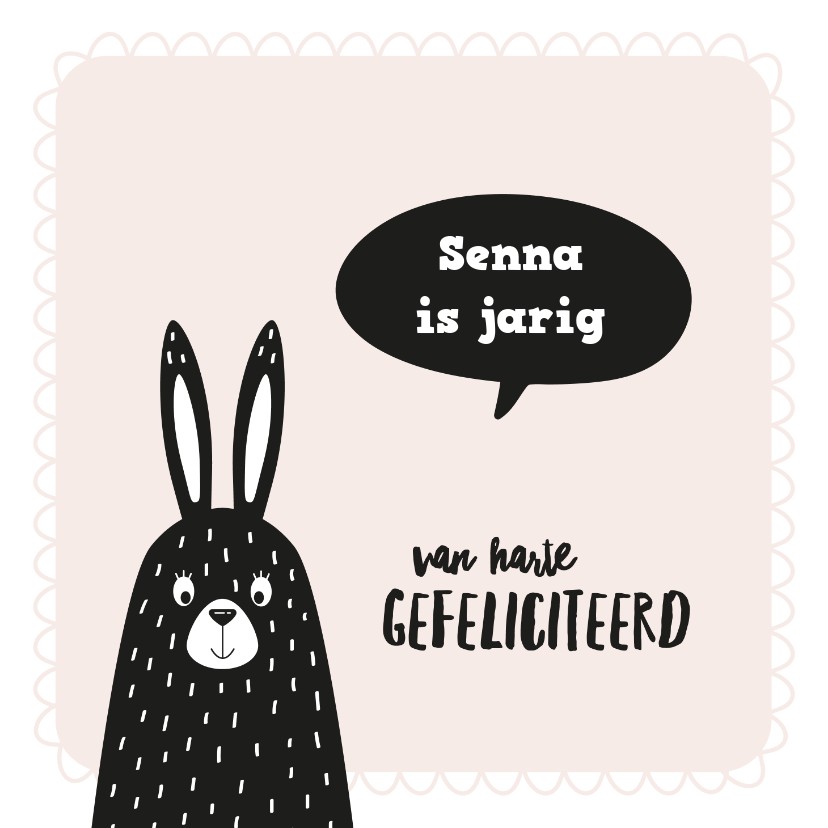 Felicitatiekaart Konijn (met naam) - Verjaardagskaarten Verjaardagskaarten - Felicitatiekaart Konijn (met naam)