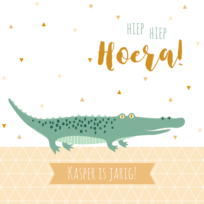 Felicitatiekaart met lieve krokodil - Verjaardagskaarten Verjaardagskaarten - Felicitatiekaart met lieve krokodil