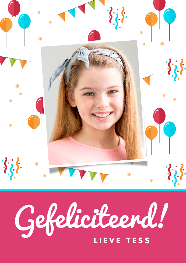 Verjaardagskaarten - Felicitatiekaart verjaardag feestelijk kind ballonnen