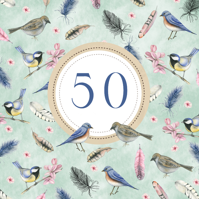 Verjaardagskaarten - Felicitatiekaart vogels leeftijd