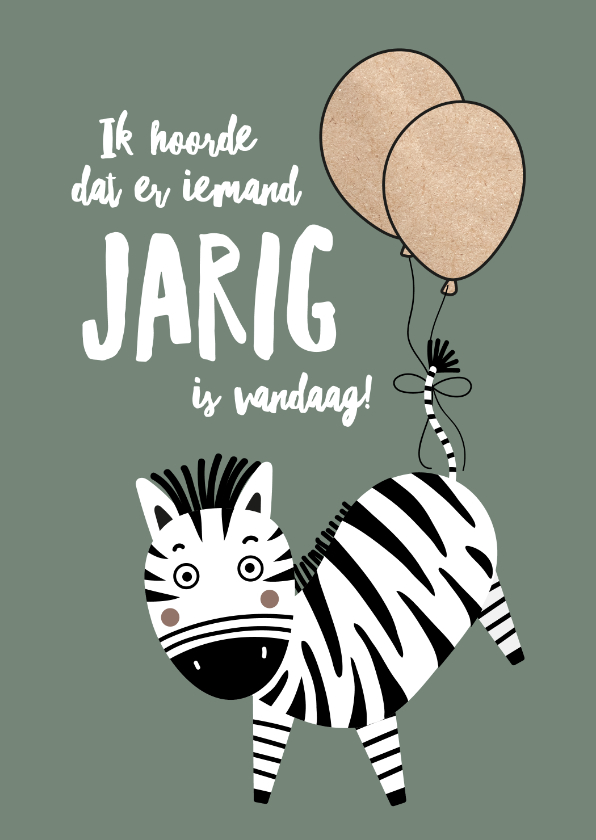Verjaardagskaarten - Felicitatiekaart zebra ballonnen
