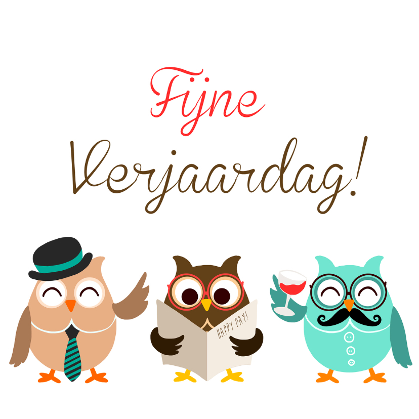 Fijne verjaardag Uiltjes Man - Verjaardagskaarten Verjaardagskaarten - Fijne verjaardag Uiltjes Man