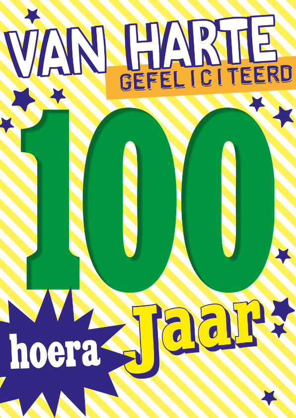 Verjaardagskaarten - gefeliciteerd 100 jaar -BF