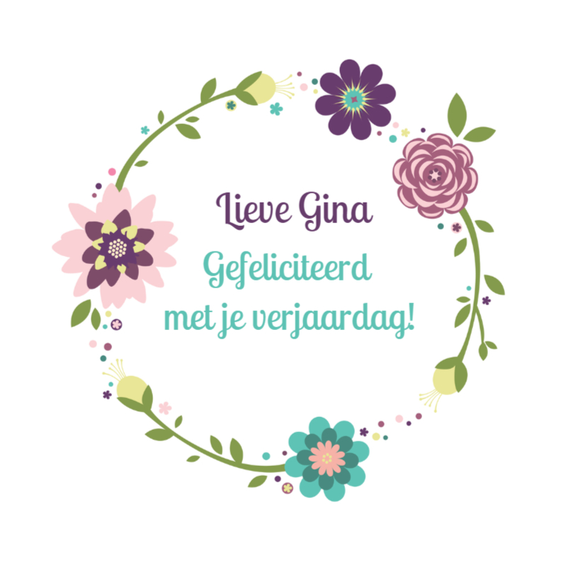 Gefeliciteerd bloemenillustratie - Verjaardagskaarten Verjaardagskaarten - Gefeliciteerd bloemenillustratie