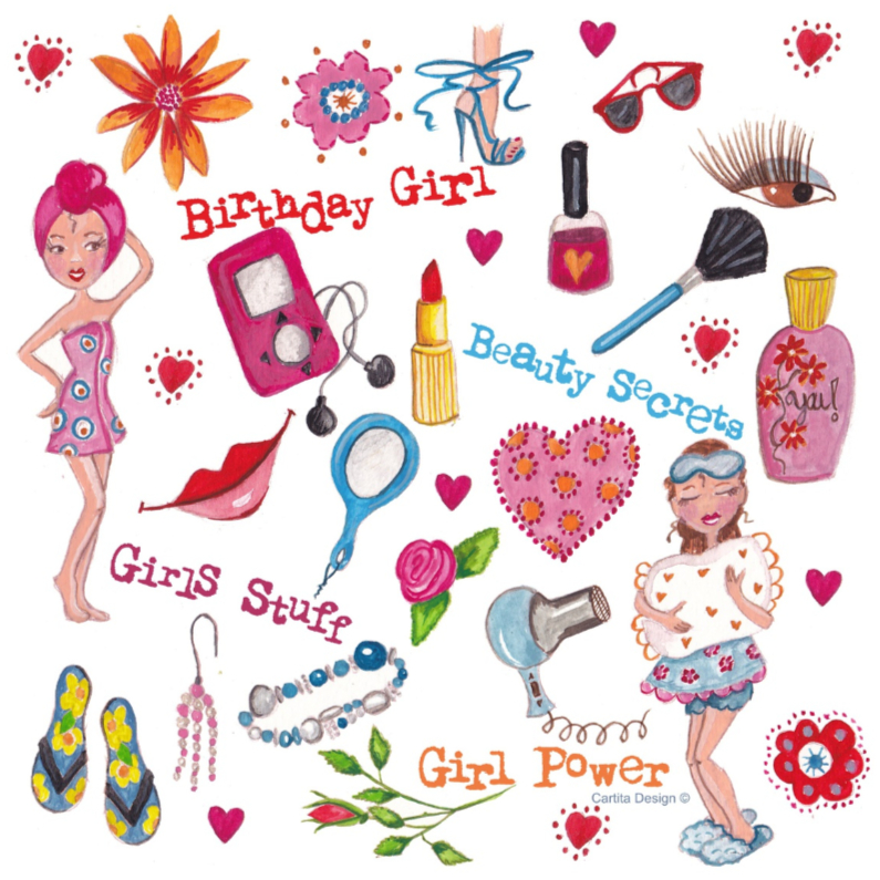 Girls Stuff Jarig Cartita Design - Verjaardagskaarten Verjaardagskaarten - Girls Stuff Jarig Cartita Design