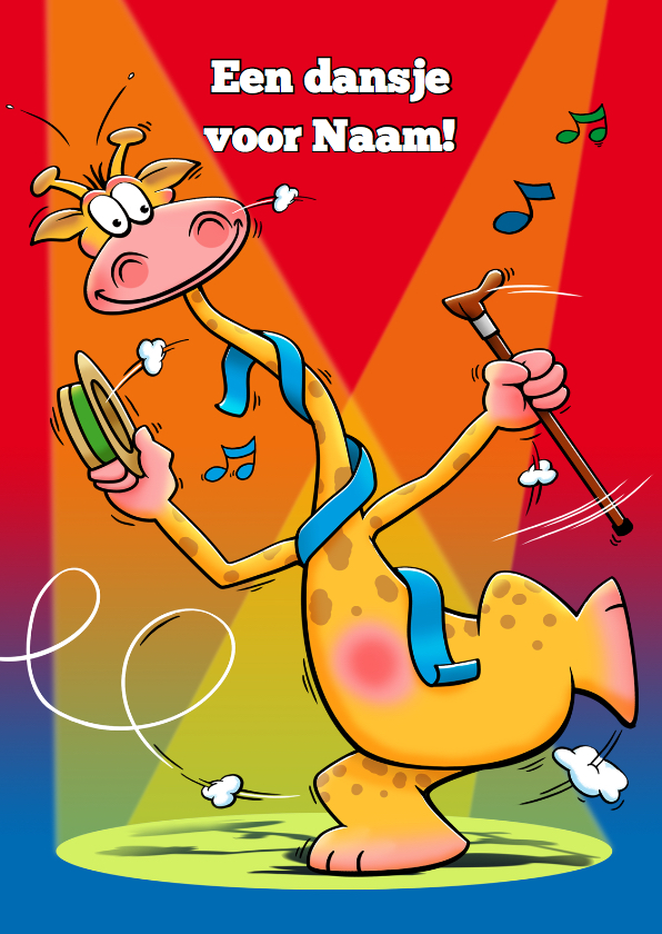 Grappige verjaardag dansende giraf voor een kind - Verjaardagskaarten Verjaardagskaarten - Grappige verjaardag dansende giraf voor een kind