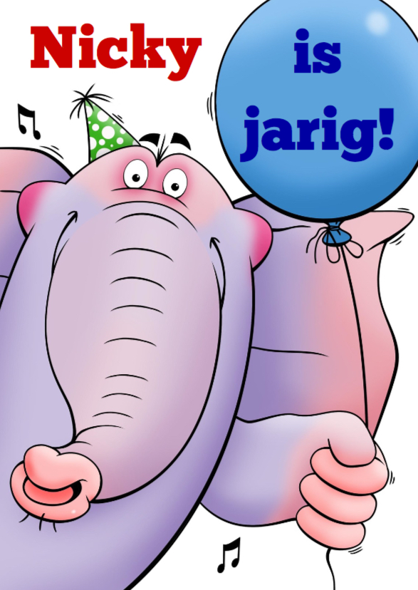 Grappige verjaardagkaart olifant met ballon - Verjaardagskaarten Verjaardagskaarten - Grappige verjaardagkaart olifant met ballon