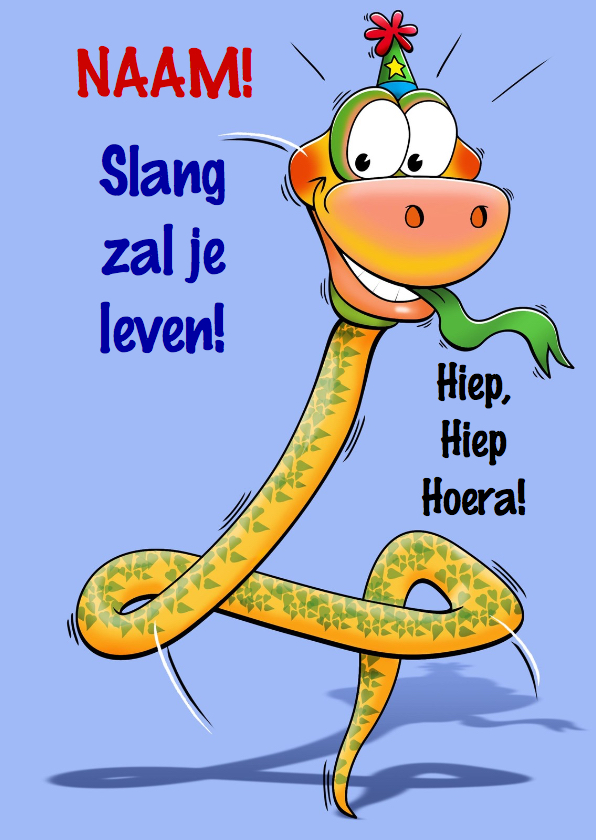 Grappige verjaardagkaart slang met lange nek 4 jaar - Verjaardagskaarten Verjaardagskaarten - Grappige verjaardagkaart slang met lange nek 4 jaar