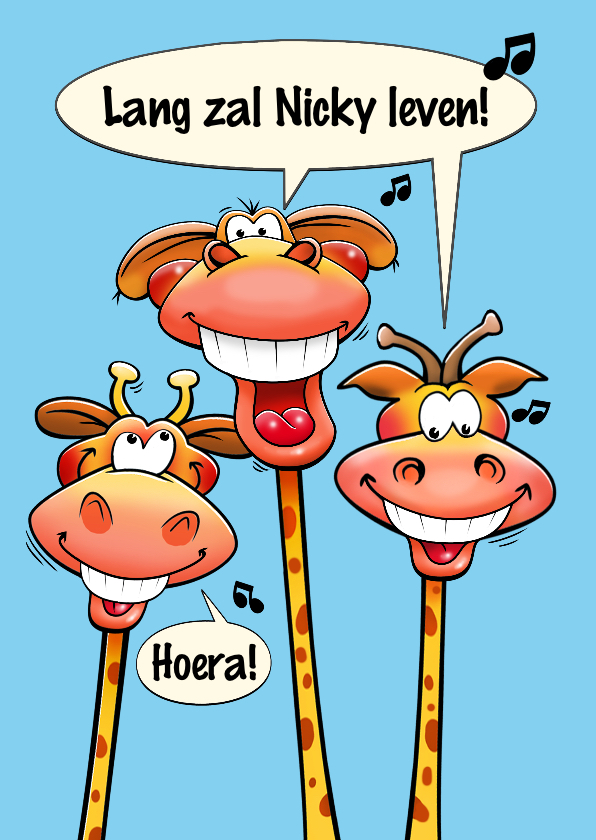 Grappige verjaardagskaart giraffen met lange nekken - Verjaardagskaarten Verjaardagskaarten - Grappige verjaardagskaart giraffen met lange nekken