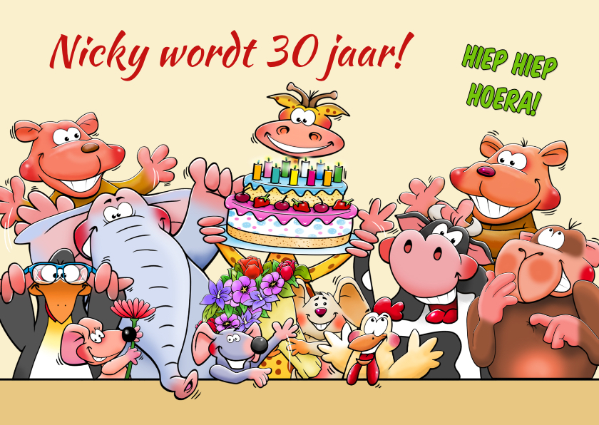 Verjaardagskaarten - Grappige verjaardagskaart met leuke dieren