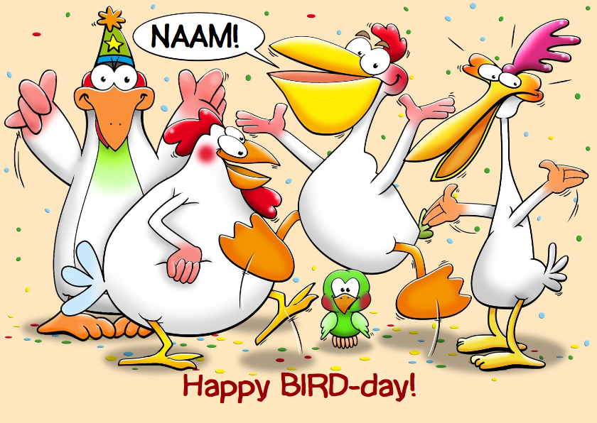 Grappige verjaardagskaart met tekst BIRD-day - Verjaardagskaarten Verjaardagskaarten - Grappige verjaardagskaart met tekst BIRD-day