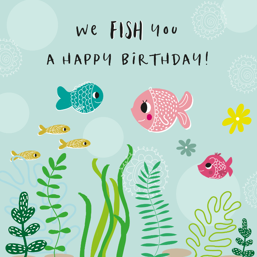 Verjaardagskaarten - Grappige verjaardagskaart met vissen