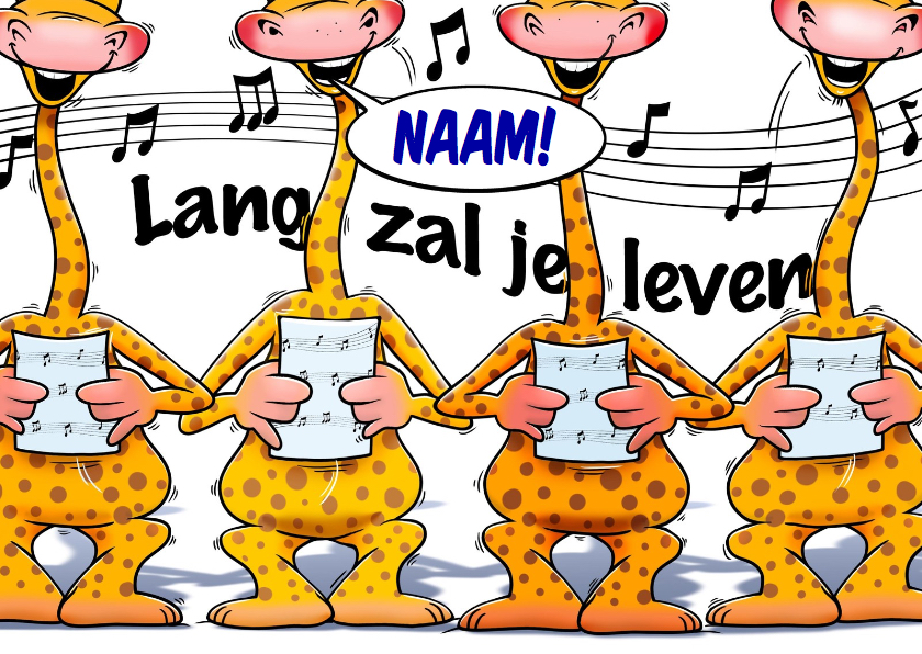 Grappige verjaardagskaart met zingende giraffen - Verjaardagskaarten Verjaardagskaarten - Grappige verjaardagskaart met zingende giraffen