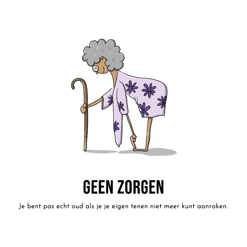 Verjaardagskaarten - Grappige verjaardagskaart tenen aanraken