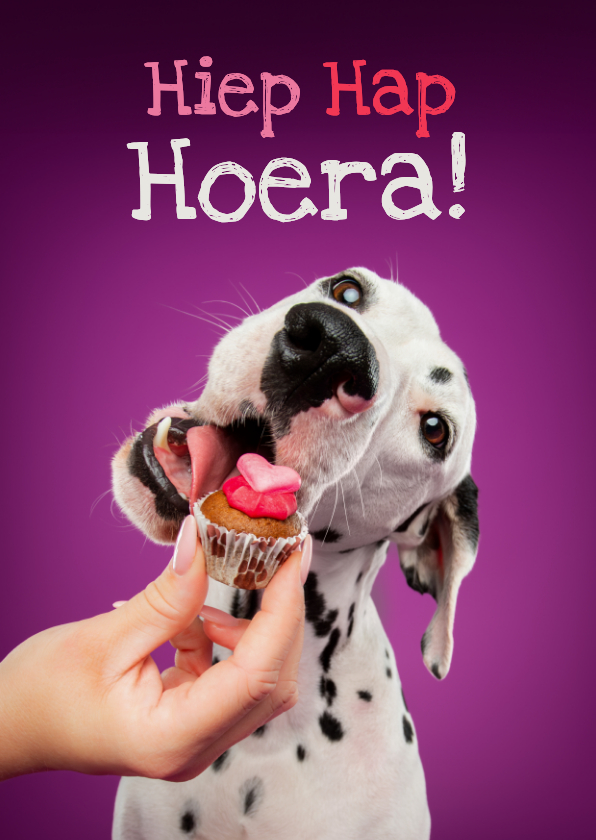Grappige verjaardagskaart van dalmatiër met cupcake - Verjaardagskaarten Verjaardagskaarten - Grappige verjaardagskaart van dalmatiër met cupcake
