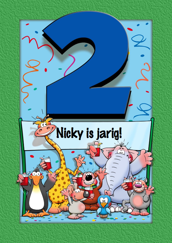Grappige verjaardagskaart voor kind dat 2 jaar wordt - Verjaardagskaarten Verjaardagskaarten - Grappige verjaardagskaart voor kind dat 2 jaar wordt