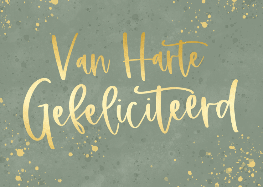Groene waterverf verjaardagskaart met goudkleurige tekst - Verjaardagskaarten Verjaardagskaarten - Groene waterverf verjaardagskaart met goudkleurige tekst