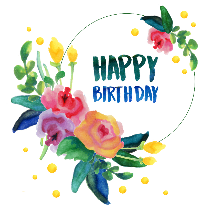 Habby B-Day met bloemen - Verjaardagskaarten Verjaardagskaarten - Habby B-Day met bloemen