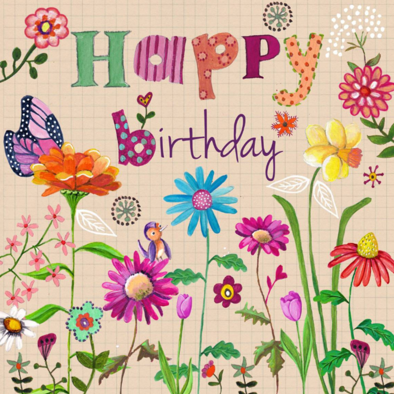 Happy Birthday BLOEM Bloemen Vrolijk - Verjaardagskaarten Verjaardagskaarten - Happy Birthday BLOEM Bloemen Vrolijk