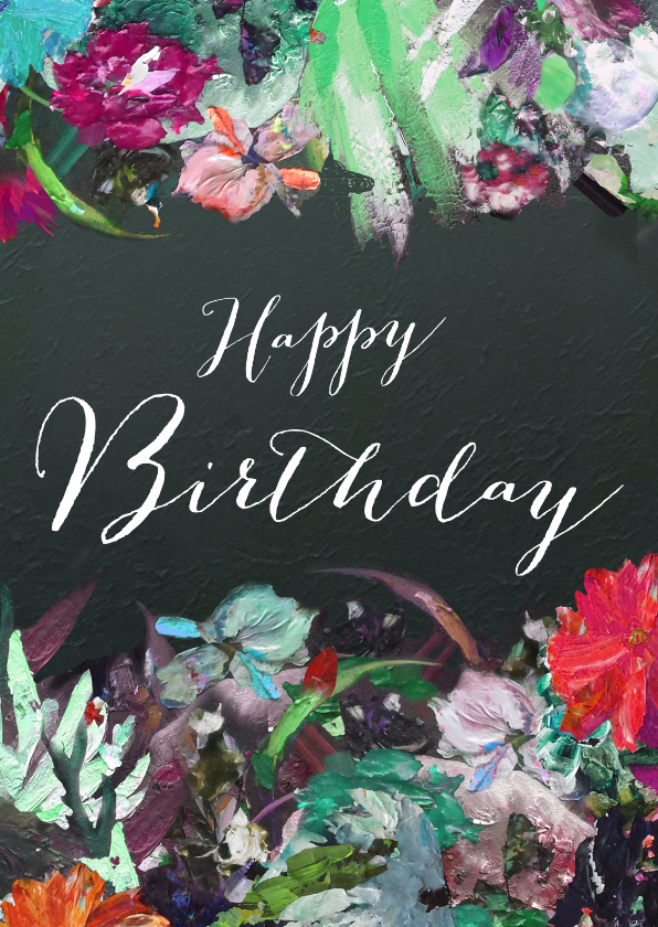 Happy Birthday bloemen kunst - Verjaardagskaarten Verjaardagskaarten - Happy Birthday bloemen kunst