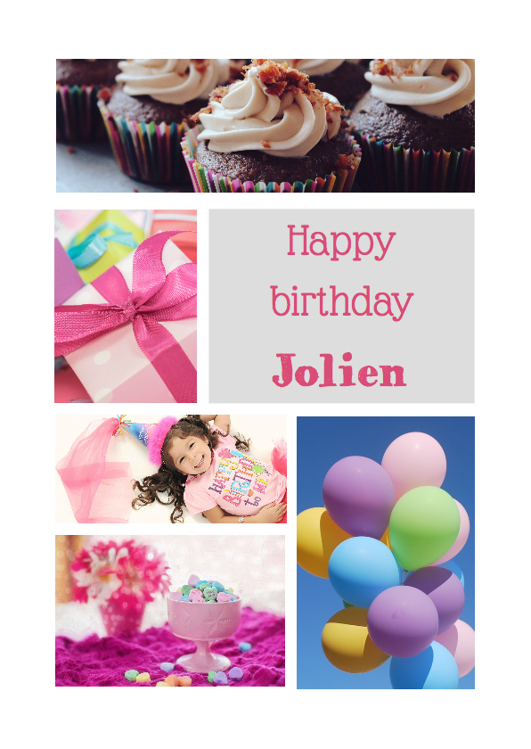 Verjaardagskaarten - Happy birthday collage - DH