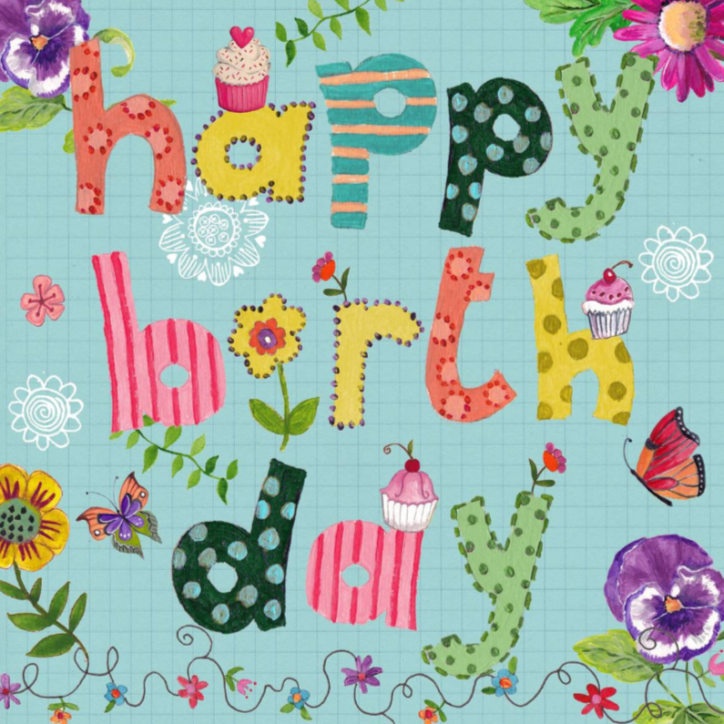 Happy Birthday Letters Bloemen Vrolijk B - Verjaardagskaarten Verjaardagskaarten - Happy Birthday Letters Bloemen Vrolijk B