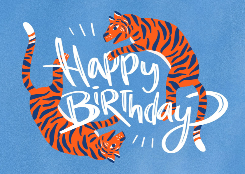 Verjaardagskaarten - Happy Birthday tiger