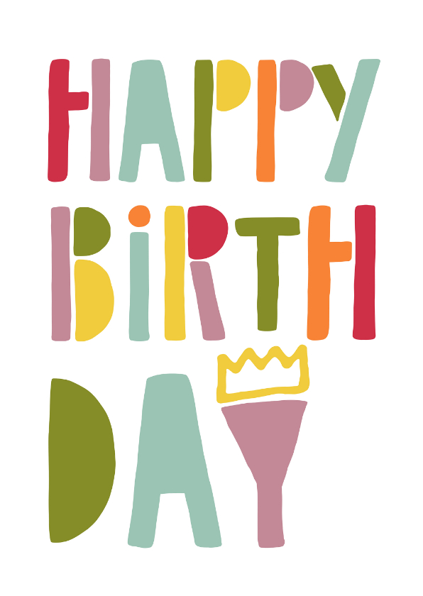 Verjaardagskaarten - Happy Birthday with crown card