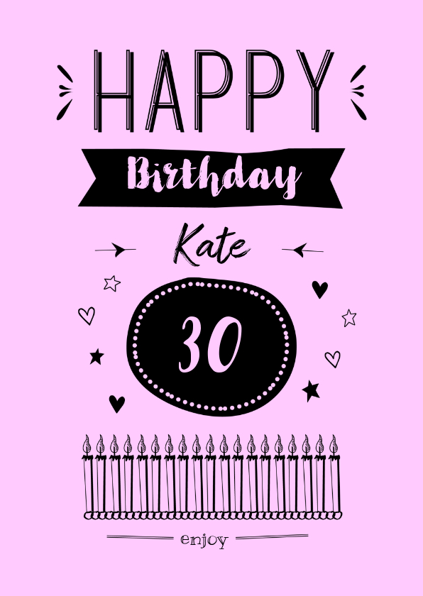 Happy Birthday zwart op kleurtje - Verjaardagskaarten Verjaardagskaarten - Happy Birthday zwart op kleurtje