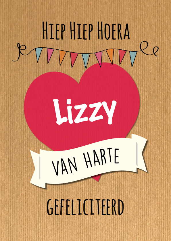 Hart met eigen naam op kraft-ByF - Verjaardagskaarten Verjaardagskaarten - Hart met eigen naam op kraft-ByF