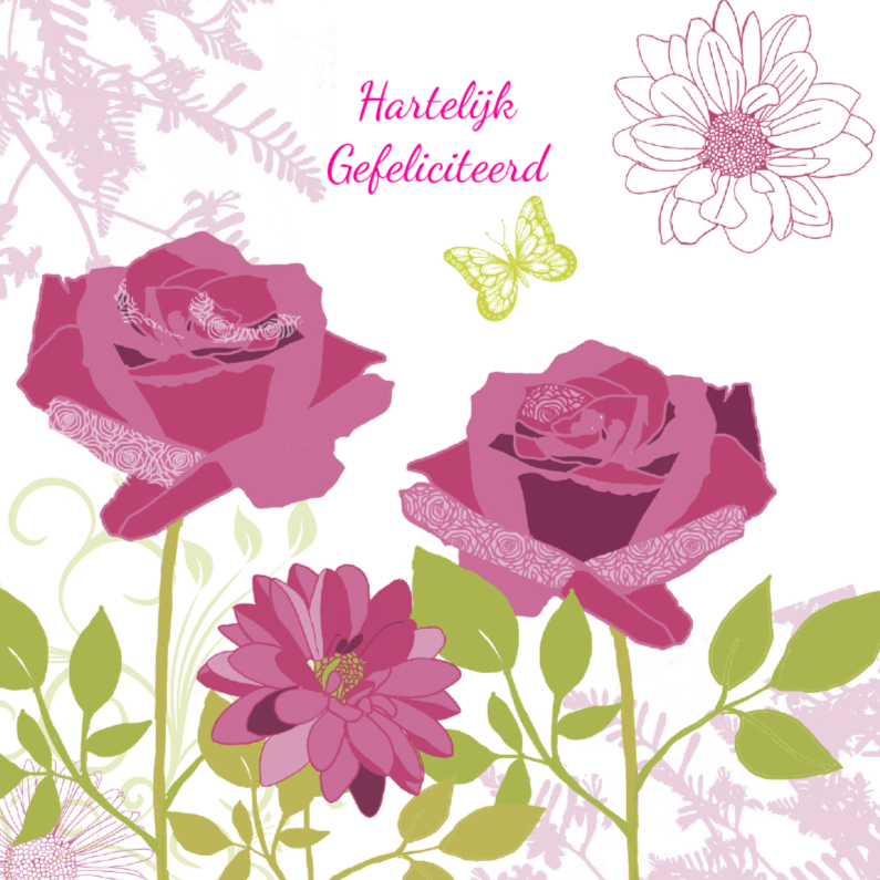 Hartelijk Gefeliciteerd rozen - Verjaardagskaarten Verjaardagskaarten - Hartelijk Gefeliciteerd rozen