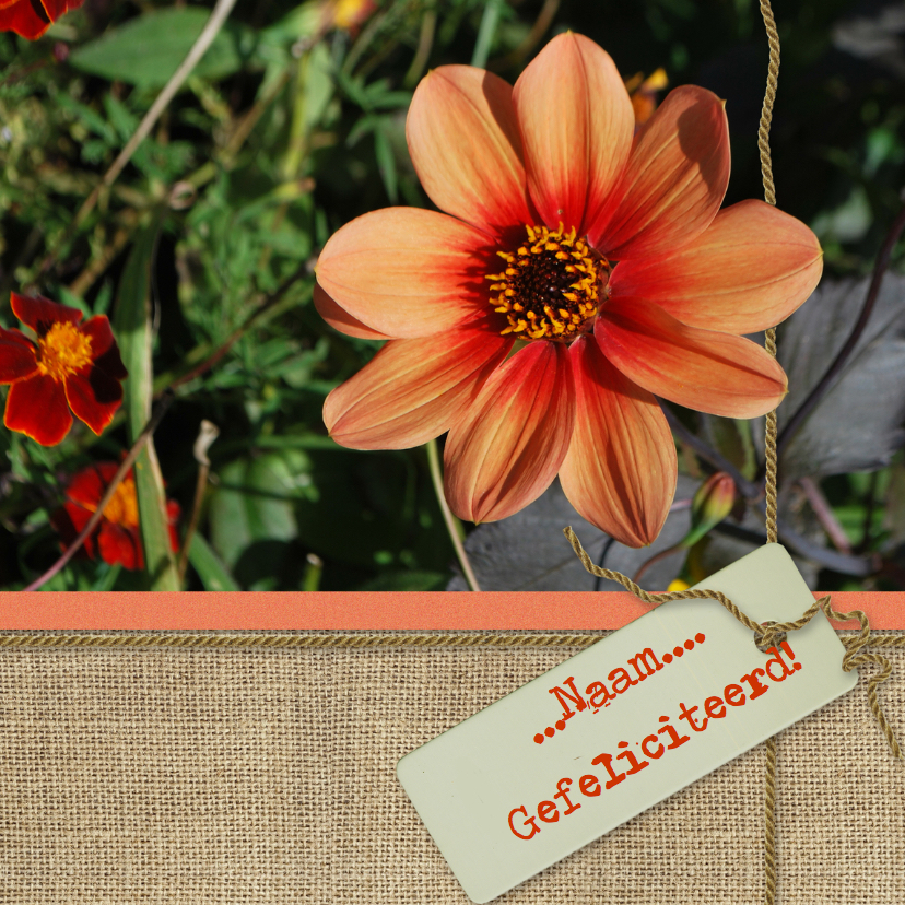 Herfst Jute bloemkaart - Verjaardagskaarten Verjaardagskaarten - Herfst Jute bloemkaart