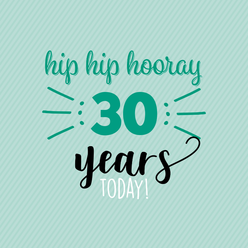 Verjaardagskaarten - hip hip hooray leeftijd aanpasbaar -felicitatiekaart