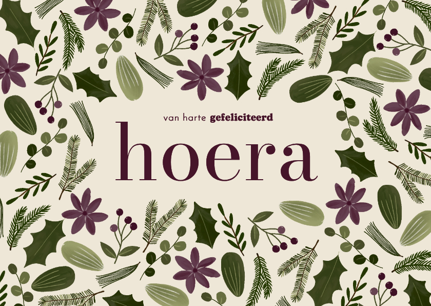 Hip verjaardagskaartje botanisch vrouw hoera - Verjaardagskaarten Verjaardagskaarten - Hip verjaardagskaartje botanisch vrouw hoera