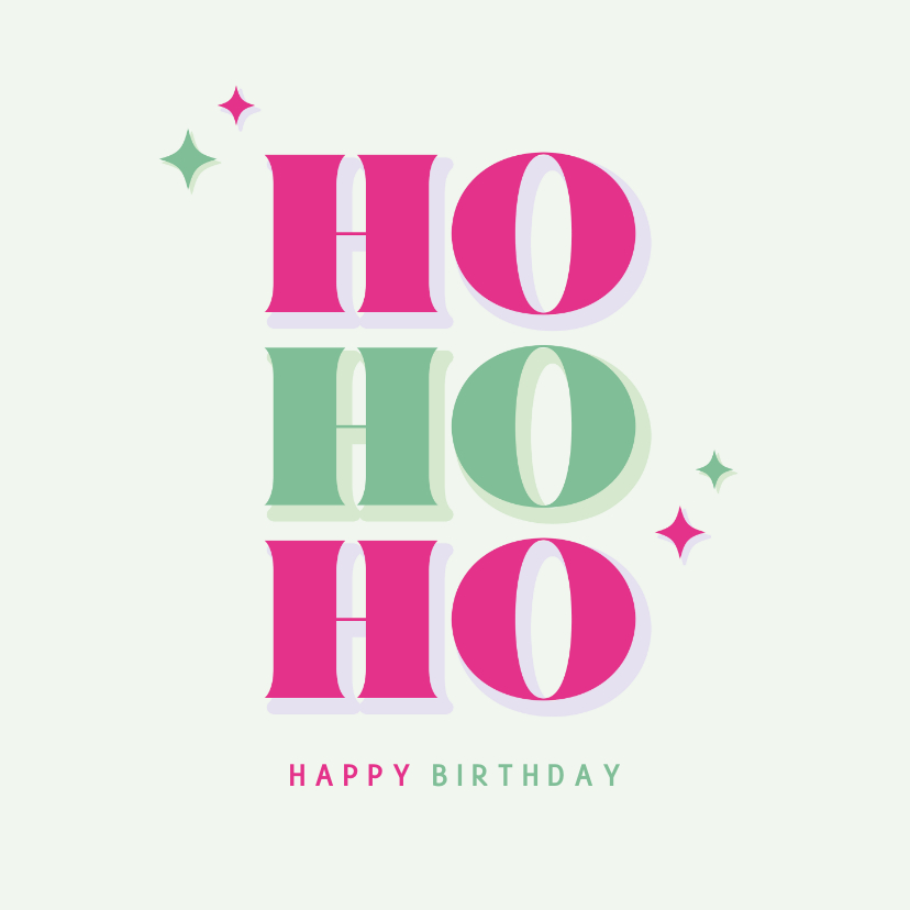 Hippe groene verjaardagskaart kerst ho ho ho happy birthday - Verjaardagskaarten Verjaardagskaarten - Hippe groene verjaardagskaart kerst ho ho ho happy birthday