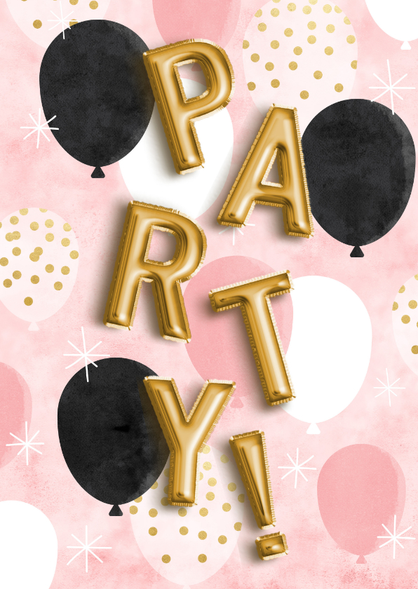 Verjaardagskaarten - Hippe verjaardagskaart ballonnen, folieballonnen & waterverf