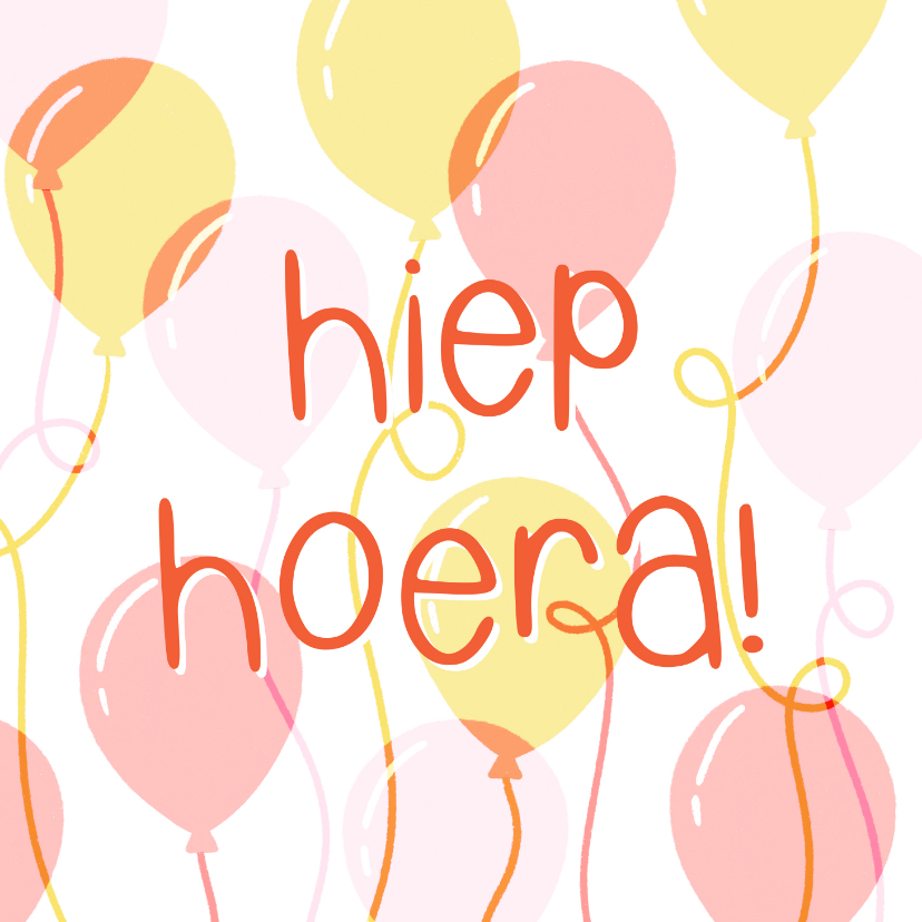 Verjaardagskaarten - Hippe verjaardagskaart ballonnen typografie