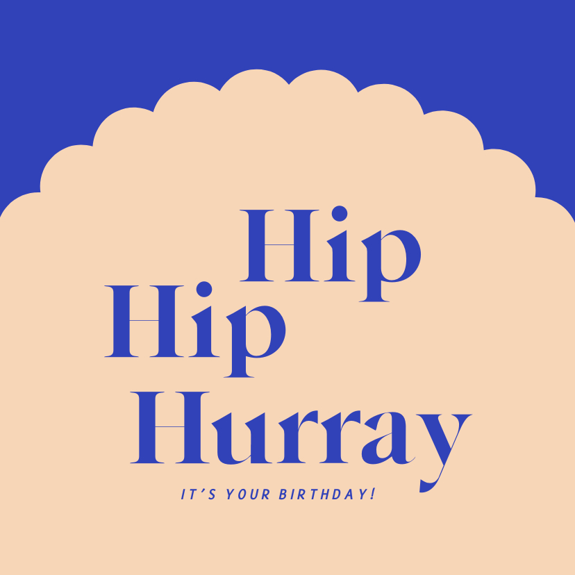 Verjaardagskaarten - Hippe verjaardagskaart felgekleurd hip hip hurray