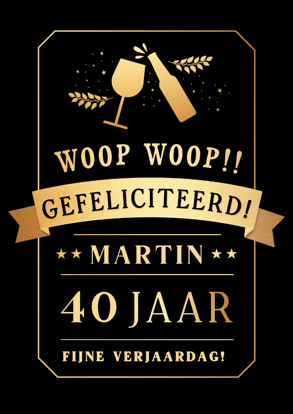 Hippe verjaardagskaart krijtbord met bier en wijn in goud - Verjaardagskaarten Verjaardagskaarten - Hippe verjaardagskaart krijtbord met bier en wijn in goud