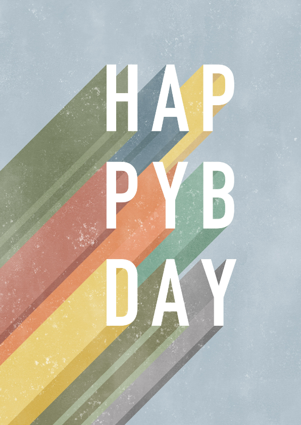Verjaardagskaarten - Hippe verjaardagskaart man Happy Birthday typografie