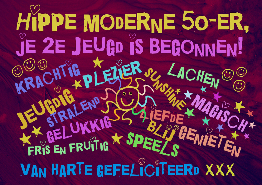 Hippie 50 jaar IW - Verjaardagskaarten Verjaardagskaarten - Hippie 50 jaar IW