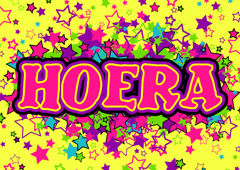 Verjaardagskaarten - HOERA gekleurde sterren