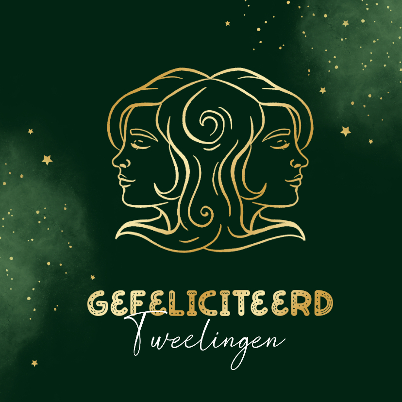 Verjaardagskaarten - Horoscoop verjaardagskaart tweelingen sterrenbeeld jarige