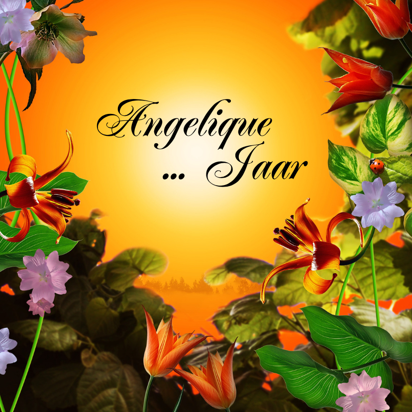 jarig bloemen zelf invullen a - Verjaardagskaarten Verjaardagskaarten - jarig bloemen zelf invullen a