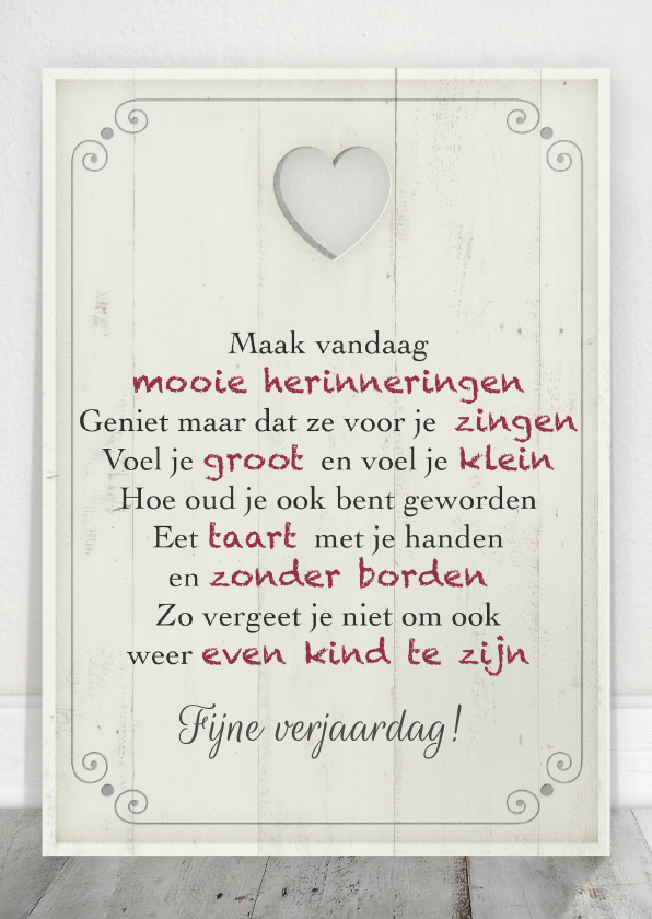 Jarig Houten bord CliniClowns - Verjaardagskaarten Verjaardagskaarten - Jarig Houten bord CliniClowns