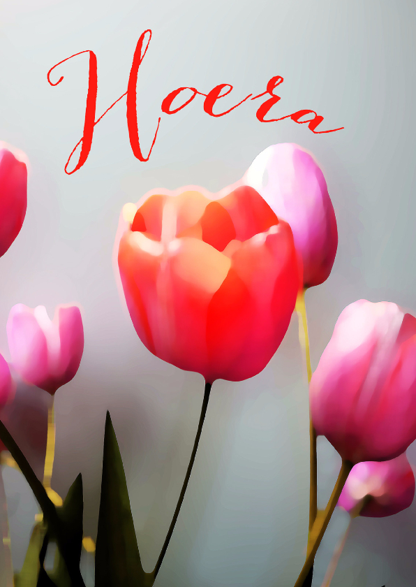 Jarig tulpen schilderstijl - Verjaardagskaarten Verjaardagskaarten - Jarig tulpen schilderstijl